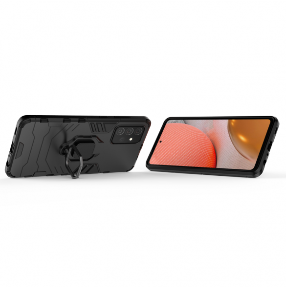 Ring Armor Case Kickstand Tough Rugged Cover för Samsung Galaxy A72 4G svart