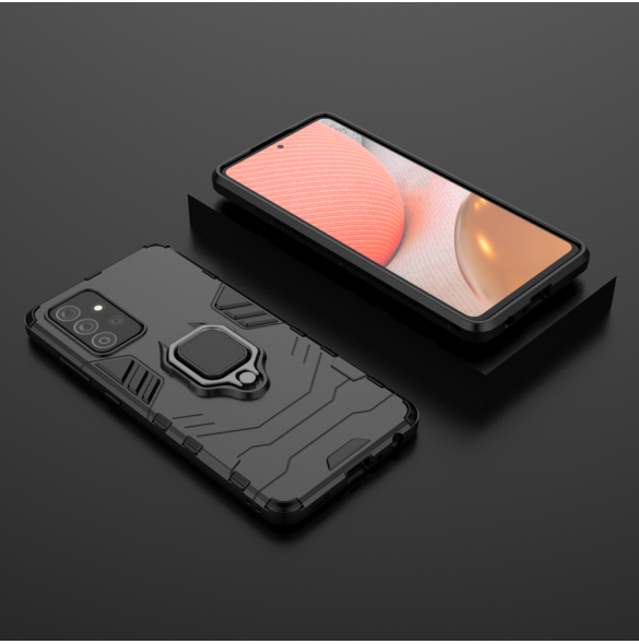 Ring Armor Case Kickstand Tough Rugged Cover för Samsung Galaxy A72 4G svart