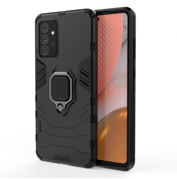 Ring Armor Case Kickstand Tough Rugged Cover för Samsung Galaxy A72 4G svart