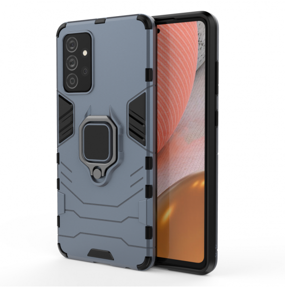 Ring Armor Case Kickstand Tough Rugged Cover för Samsung Galaxy A72 4G blå