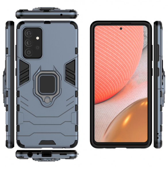 Ring Armor Case Kickstand Tough Rugged Cover för Samsung Galaxy A72 4G blå