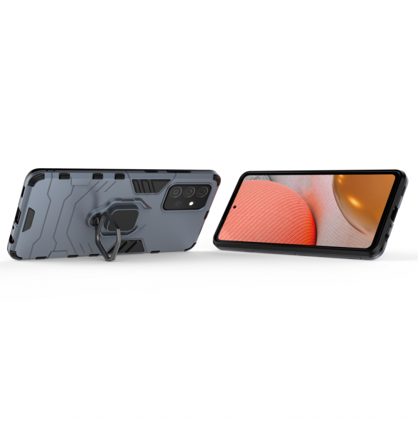 Ring Armor Case Kickstand Tough Rugged Cover för Samsung Galaxy A72 4G blå