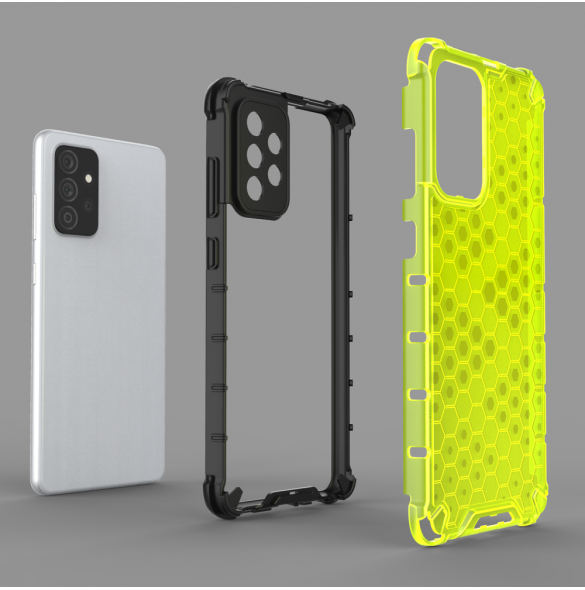 Honeycomb Case pansarskydd med TPU Bumper för Samsung Galaxy A72 4G svart