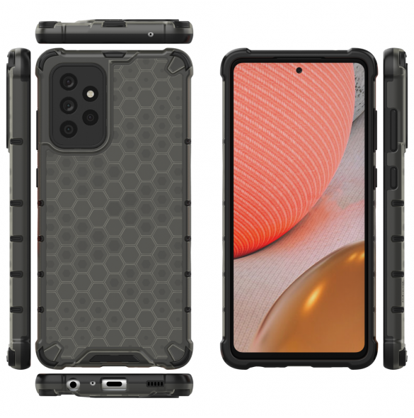Honeycomb Case pansarskydd med TPU Bumper för Samsung Galaxy A72 4G svart