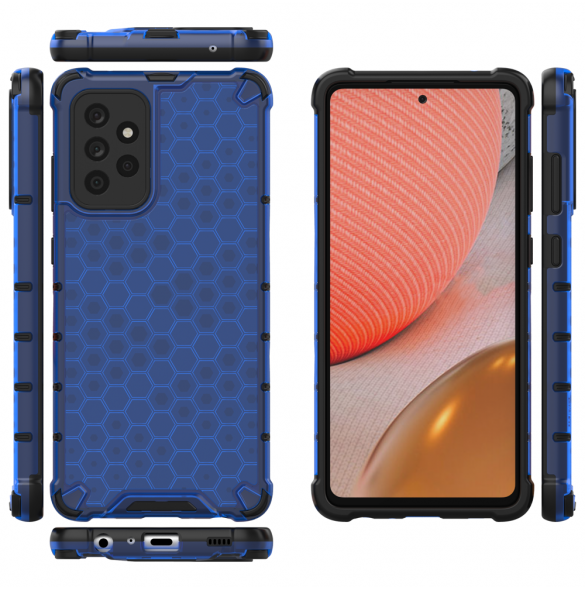 Honeycomb Case pansarskydd med TPU Bumper för Samsung Galaxy A72 4G blå