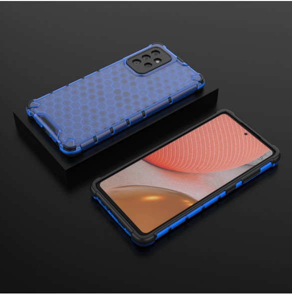 Honeycomb Case pansarskydd med TPU Bumper för Samsung Galaxy A72 4G blå