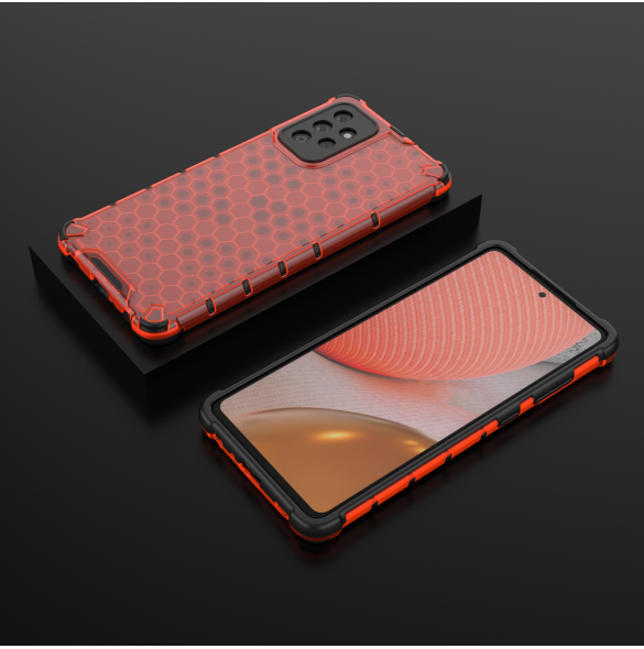 Honeycomb Case pansarskydd med TPU Bumper för Samsung Galaxy A72 4G röd