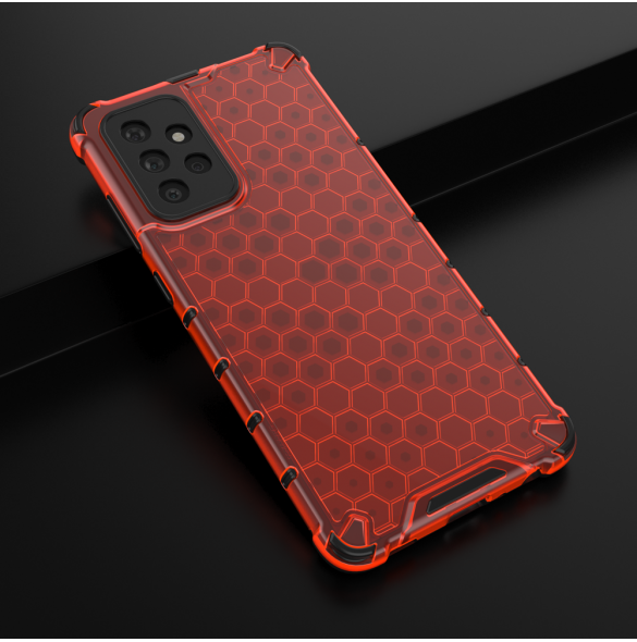 Honeycomb Case pansarskydd med TPU Bumper för Samsung Galaxy A72 4G röd