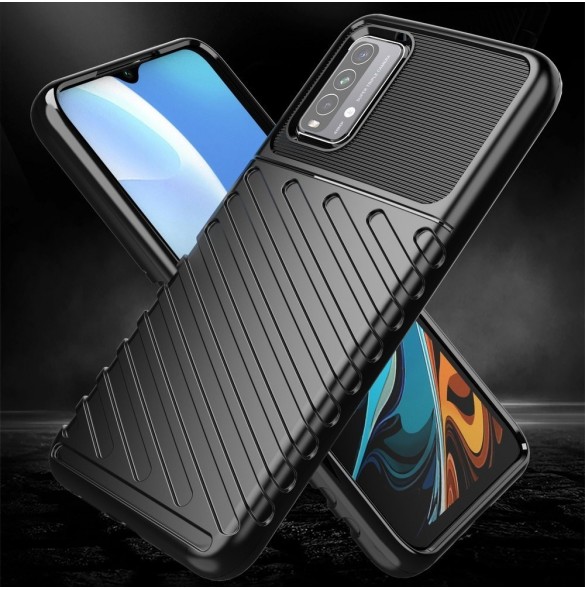 Thunder Case Flexibel Tough Rugged Cover TPU-fodral för Xiaomi Poco M3 / Xiaomi Redmi 9T svart