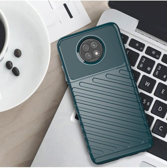 Thunder Case Flexibel Tough Rugged Cover TPU-fodral för Xiaomi Redmi Note 9T 5G grön