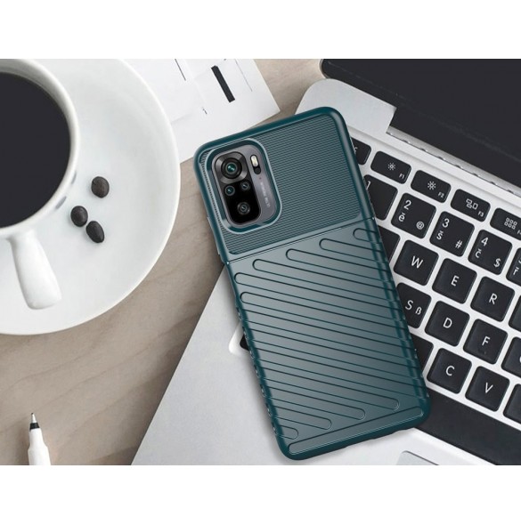 Thunder Case Flexibel Tough Rugged Cover TPU-fodral för Xiaomi Redmi Note 10 / Redmi Note 10S blå