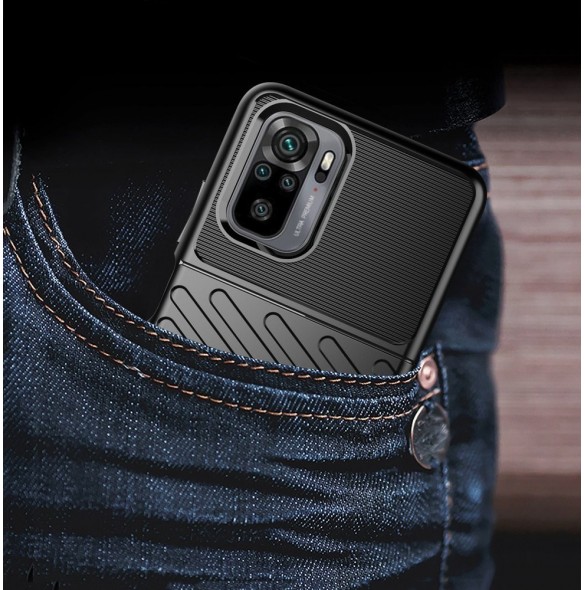 Thunder Case Flexibel Tough Rugged Cover TPU-fodral för Xiaomi Redmi Note 10 / Redmi Note 10S blå