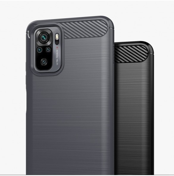Carbon Case Flexible Cover TPU-fodral för Xiaomi Redmi Note 10 / Redmi Note 10S blå