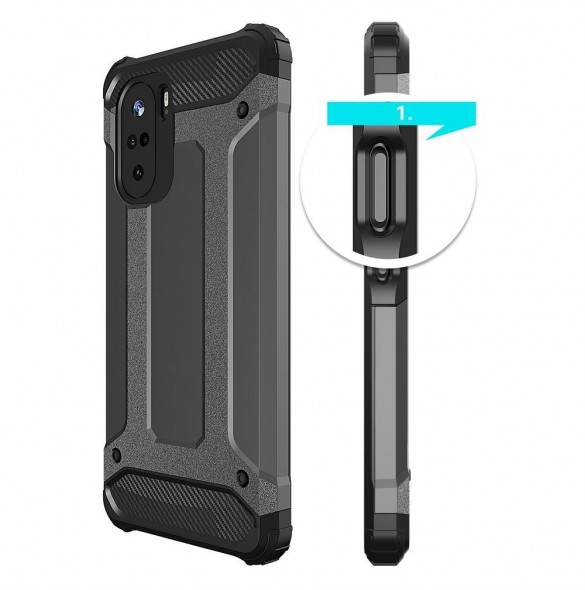Hybrid Armor Case Tough Rugged Cover för Xiaomi Redmi K40 Pro+ / K40 Pro / K40 / Poco F3 golden