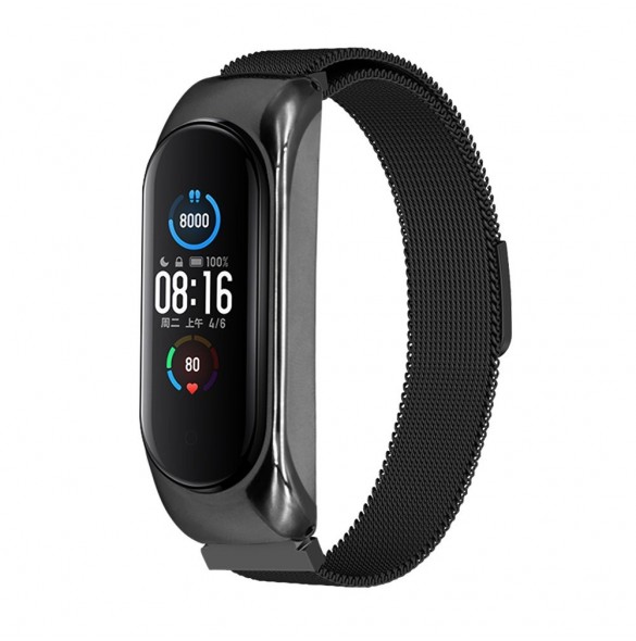 Ersättningsarmband i metall magnetiskt armband för Xiaomi Mi Band 6 / Mi Band 5 / Mi Band 4 / Mi Band 3 Svart