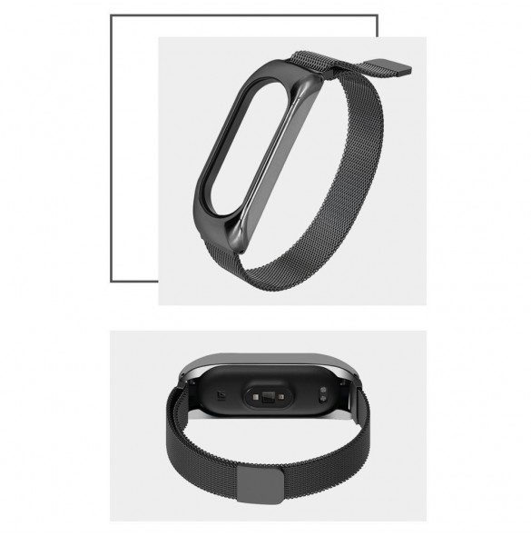 Ersättningsarmband i metall magnetiskt armband för Xiaomi Mi Band 6 / Mi Band 5 / Mi Band 4 / Mi Band 3 Svart