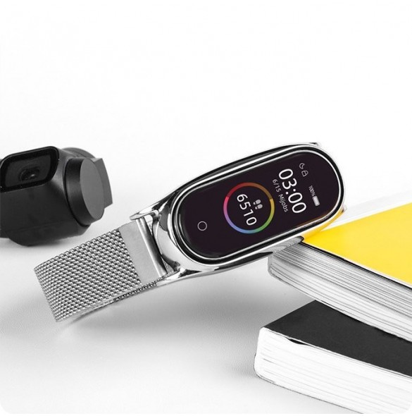 Ersättningsarmband i metall magnetiskt armband för Xiaomi Mi Band 6 / Mi Band 5 / Mi Band 4 / Mi Band 3 Svart