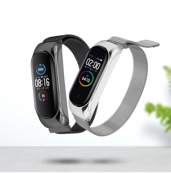 Ersättningsarmband i metall magnetiskt armband för Xiaomi Mi Band 6 / Mi Band 5 / Mi Band 4 / Mi Band 3 Svart