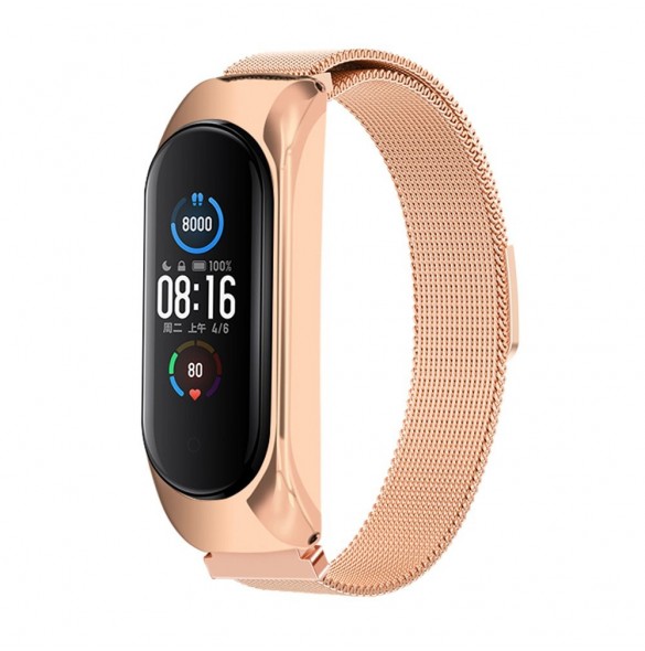 Ersättningsarmband i metall magnetiskt armband för Xiaomi Mi Band 6 / Mi Band 5 / Mi Band 4 / Mi Band 3 Guld Rosa
