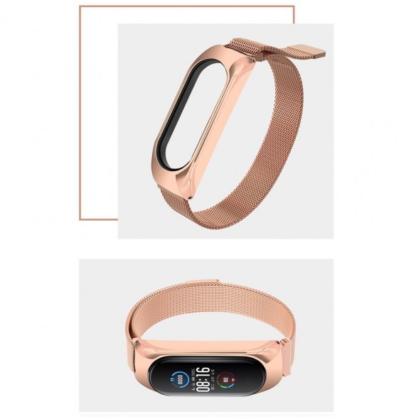Ersättningsarmband i metall magnetiskt armband för Xiaomi Mi Band 6 / Mi Band 5 / Mi Band 4 / Mi Band 3 Guld Rosa