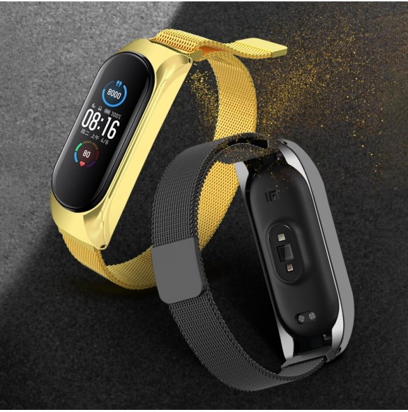 Ersättningsarmband i metall magnetiskt armband för Xiaomi Mi Band 6 / Mi Band 5 / Mi Band 4 / Mi Band 3 Guld Rosa