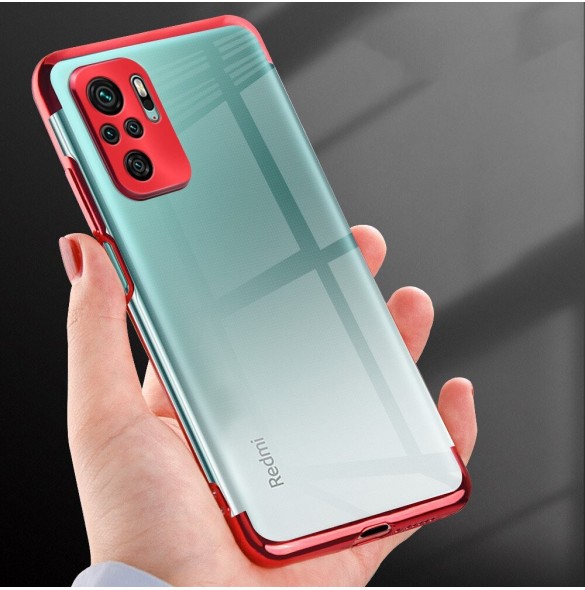Clear Color Case Gel TPU Galvaniseringsram Skydd för Xiaomi Redmi Note 10 / Redmi Note 10S svart