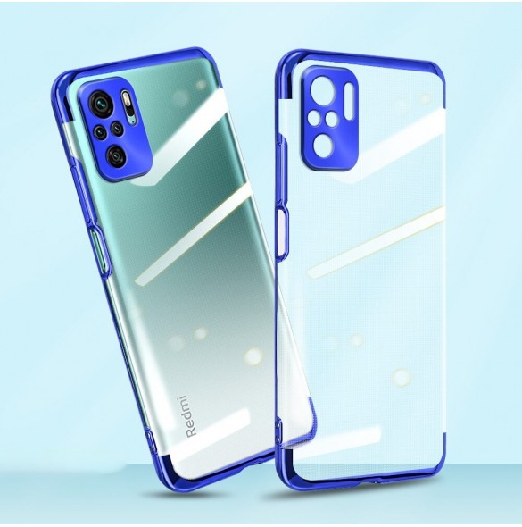 Clear Color Case Gel TPU Galvaniseringsram Skydd för Xiaomi Redmi Note 10 / Redmi Note 10S svart