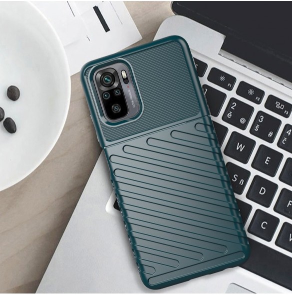 Thunder Case Flexibel Tough Rugged Cover TPU-fodral för Xiaomi Redmi Note 10 / Redmi Note 10S grön