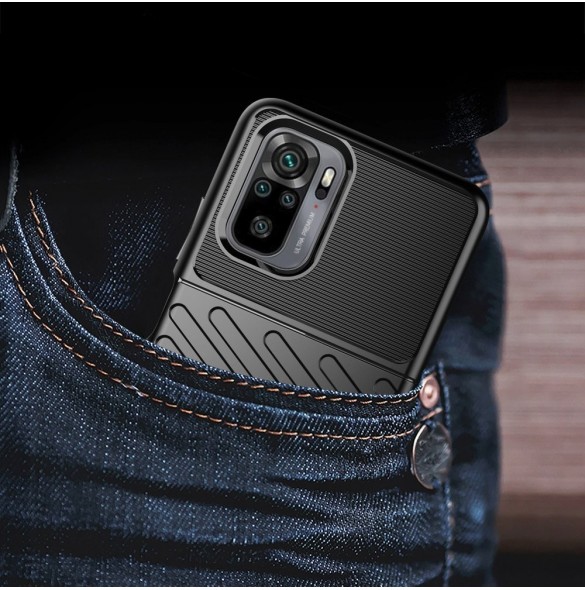 Thunder Case Flexibel Tough Rugged Cover TPU-fodral för Xiaomi Redmi Note 10 / Redmi Note 10S grön