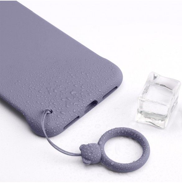 A silicone lanyard for a phone bear ring on a finger bottle green