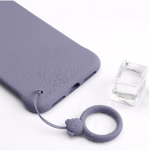 A silicone lanyard for a phone bear ring on a finger light green