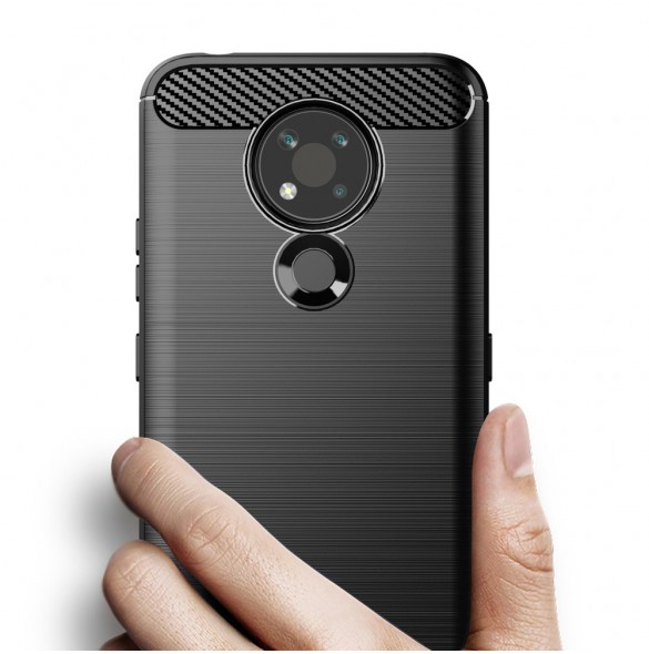 Carbon Case Flexible Cover Sleeve for Nokia 3.4 black