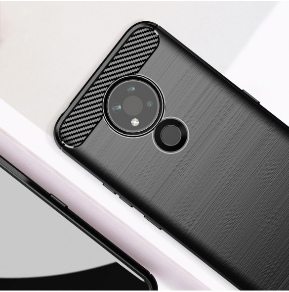 Carbon Case Flexible Cover Sleeve for Nokia 3.4 black