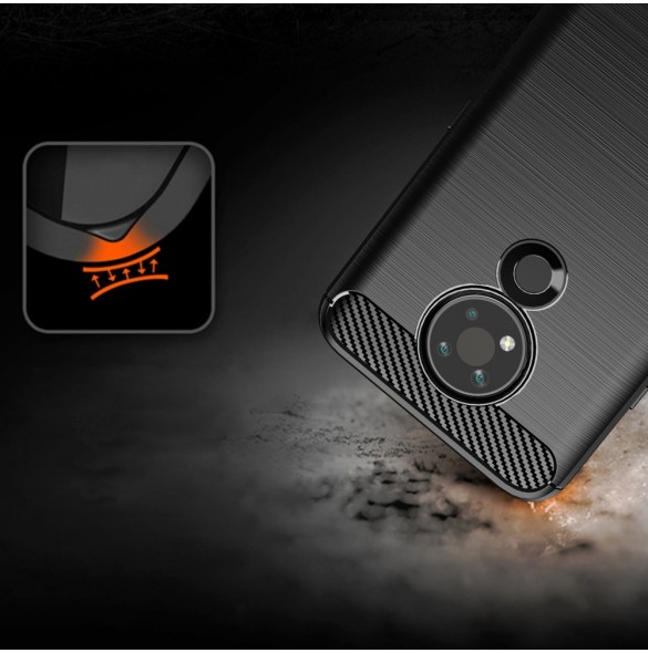 Carbon Case Flexible Cover Sleeve for Nokia 3.4 black