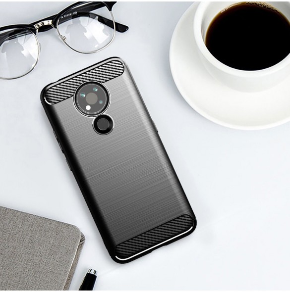Carbon Case Flexible Cover Sleeve for Nokia 3.4 black