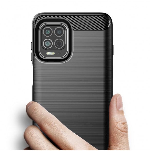 Carbon Case Flexible Cover TPU Case for Motorola Moto G100 / Edge S black