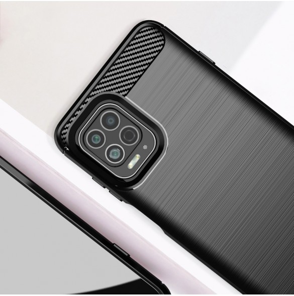 Carbon Case Flexible Cover TPU Case for Motorola Moto G100 / Edge S black