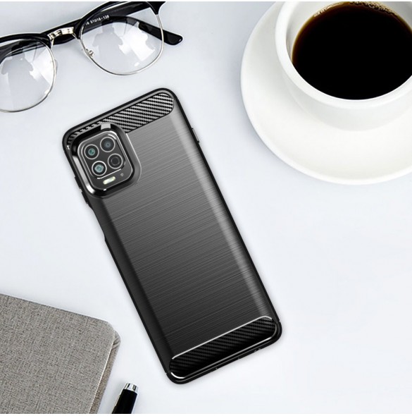 Carbon Case Flexible Cover TPU Case for Motorola Moto G100 / Edge S black
