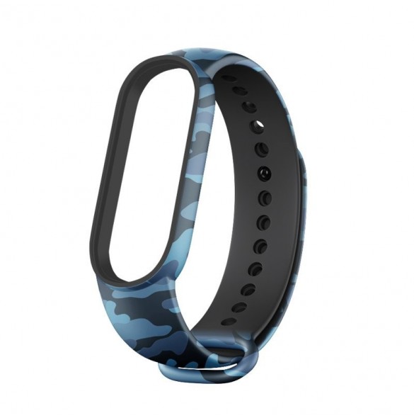 Replacement Camo Silicone Wristband TPU Strap Bracelet Bangle For Xiaomi Mi Band 6 / Mi Band 5 Camo Blue