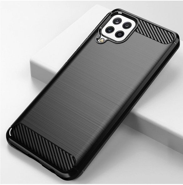 Carbon Case Flexible Cover TPU Case for Samsung Galaxy A22 4G black