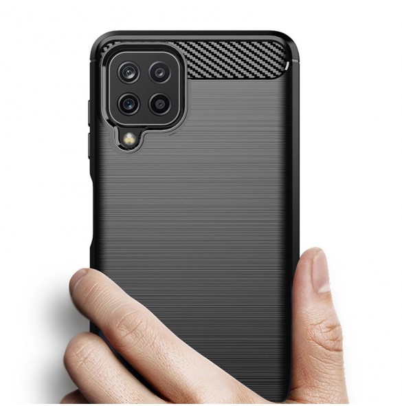 Carbon Case Flexible Cover TPU Case for Samsung Galaxy A22 4G black