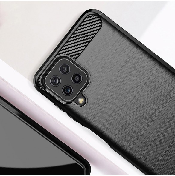 Carbon Case Flexible Cover TPU Case for Samsung Galaxy A22 4G black