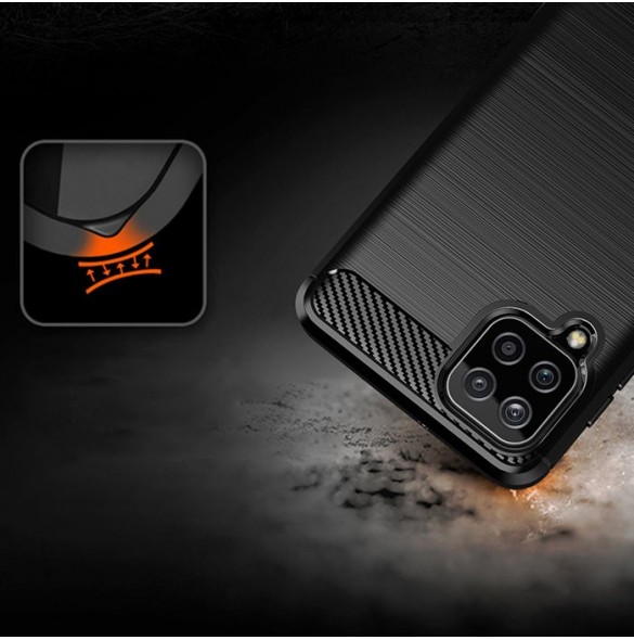 Carbon Case Flexible Cover TPU Case for Samsung Galaxy A22 4G black