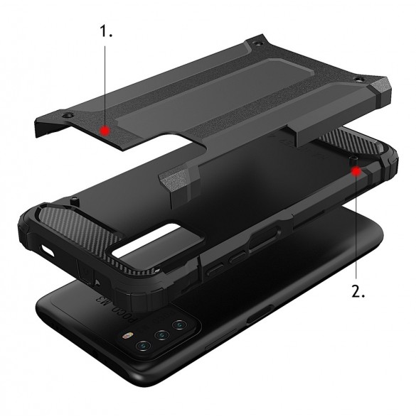 Hybrid Armor Case Tough Rugged Cover for Xiaomi Redmi Note 10 5G / Poco M3 Pro silver