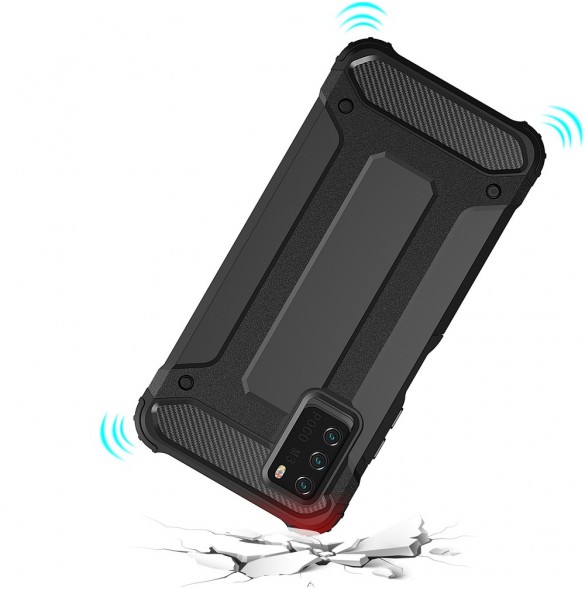 Hybrid Armor Case Tough Rugged Cover for Xiaomi Redmi Note 10 5G / Poco M3 Pro silver