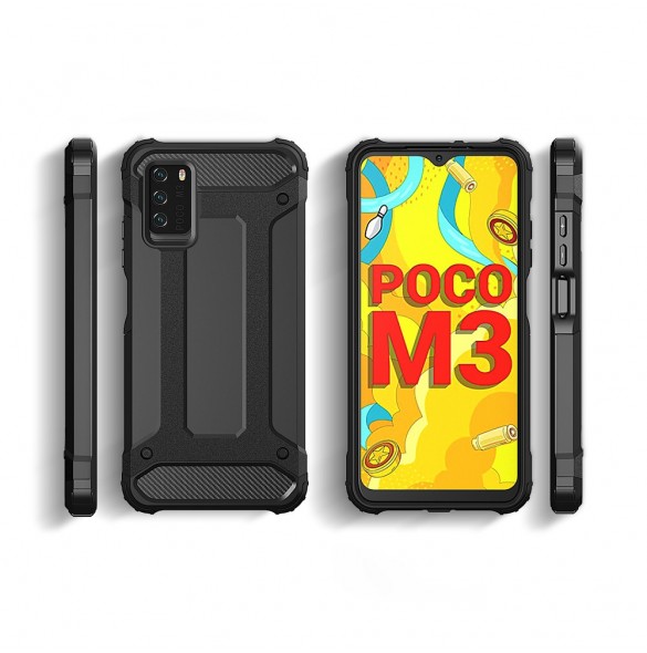 Hybrid Armor Case Tough Rugged Cover for Xiaomi Redmi Note 10 5G / Poco M3 Pro silver