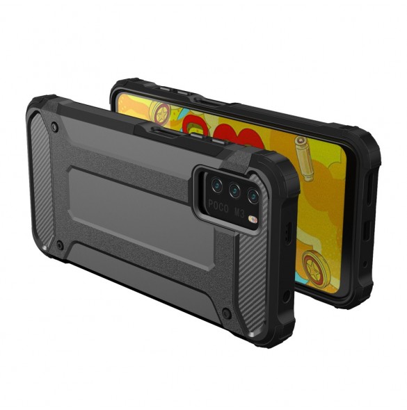 Hybrid Armor Case Tough Rugged Cover for Xiaomi Redmi Note 10 5G / Poco M3 Pro silver