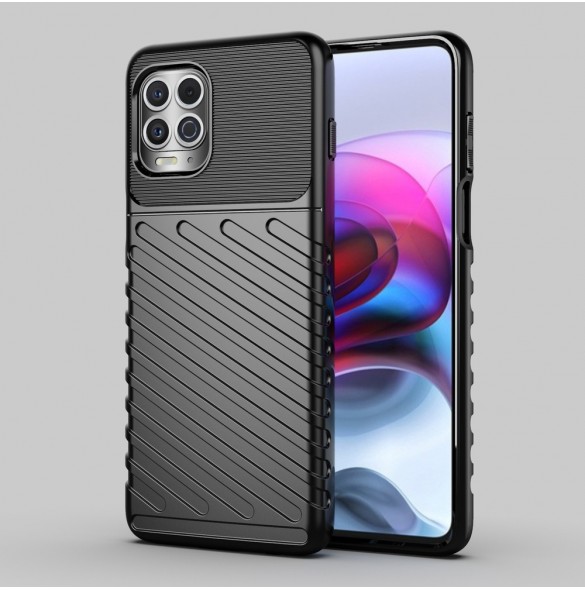 Thunder Case Flexible Tough Rugged Cover TPU Case for Motorola Moto G100 / Edge S black
