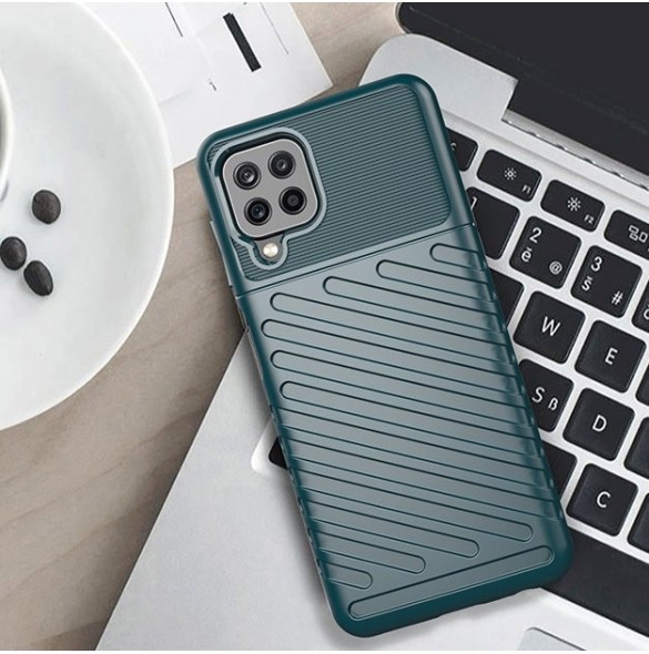 Thunder Case Flexible Tough Rugged Cover TPU Case for Samsung Galaxy A22 4G green