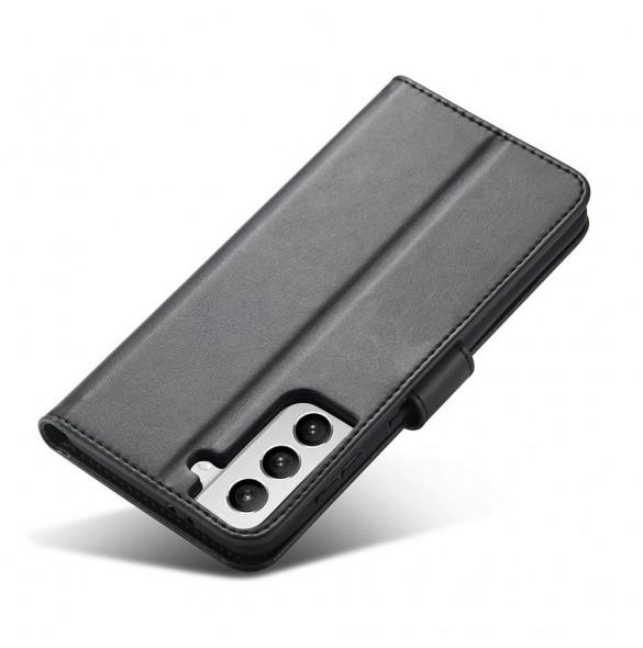 Magnet Case elegant bookcase type case with kickstand for Samsung Galaxy S21 FE black